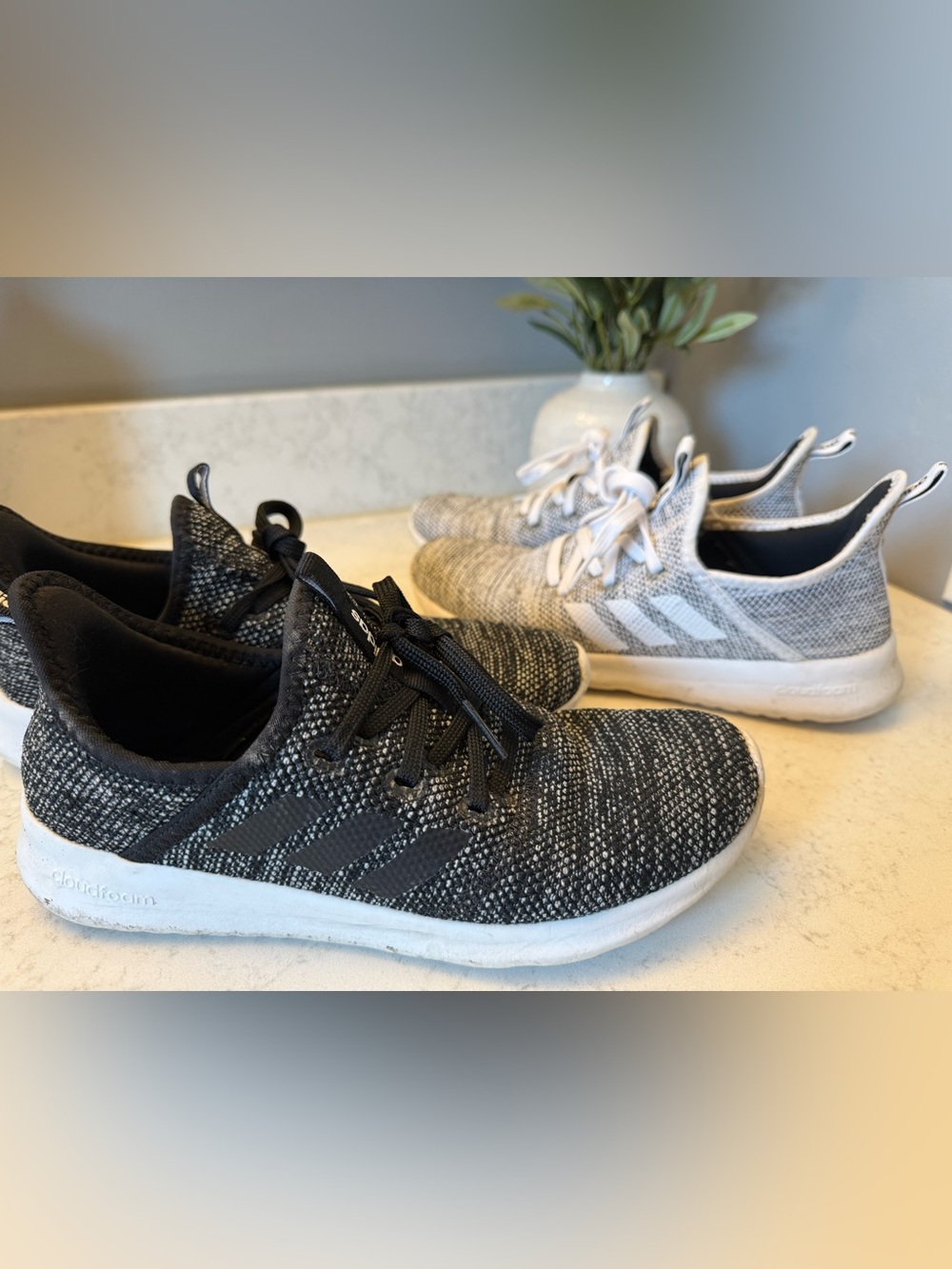 adidas Knit Running Sneakers - Black & White